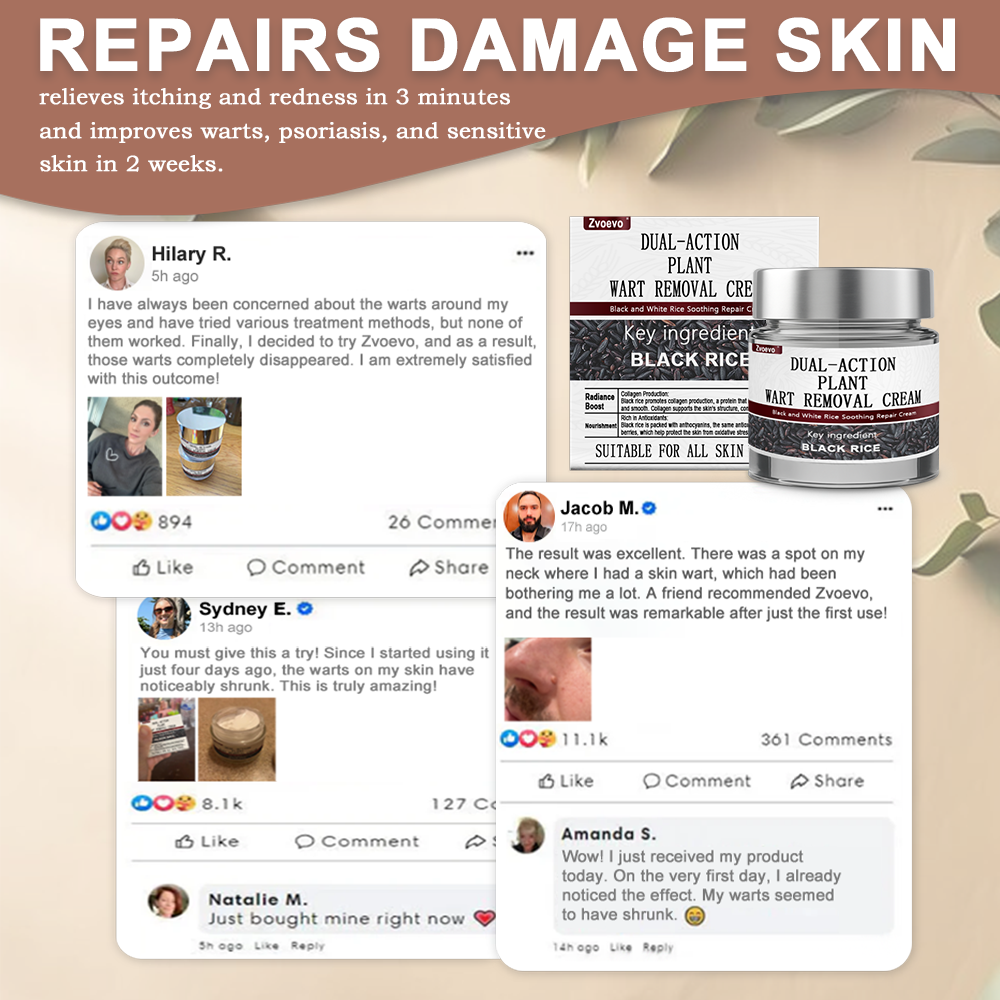 Black Rice Skin Repair Essence Cream ⚕️ FDA Certified (Removes warts and skin growths, improves keratin buildup and seborrheic dermatitis, follicular keratosis, age spots, and bruising)